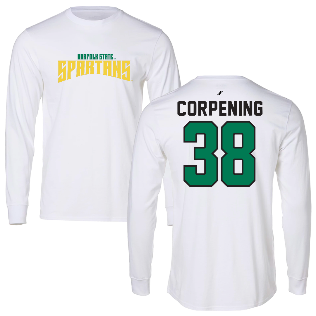 Norfolk State University Football White Classic Performance Long Sleeve - #38 Davion Corpening