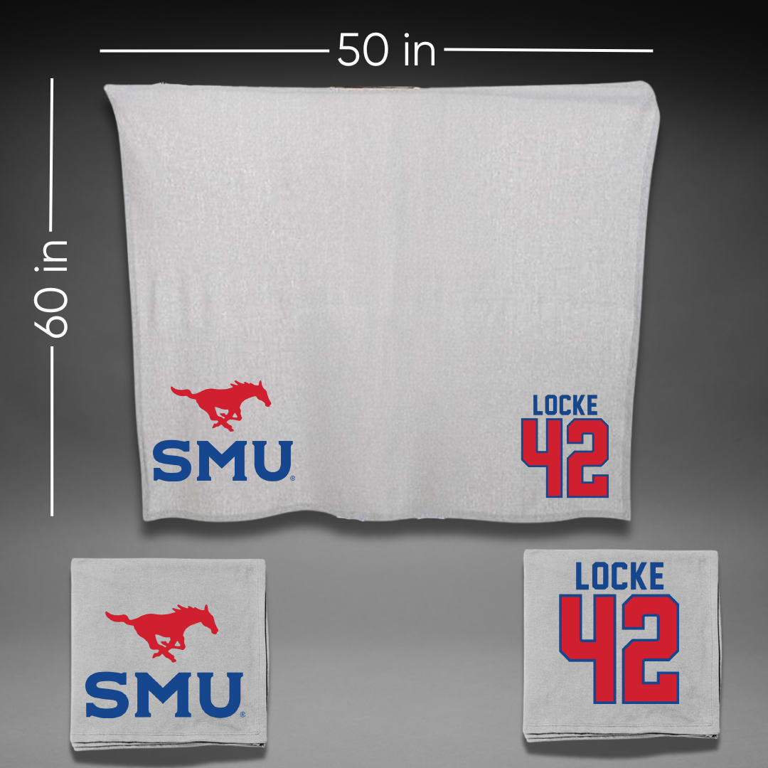 Southern Methodist University Football Gray Blanket - #42 Will Locke