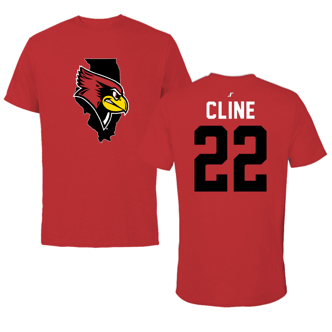 Illinois State University Soccer Red State Tee - #22 Chloe Cline