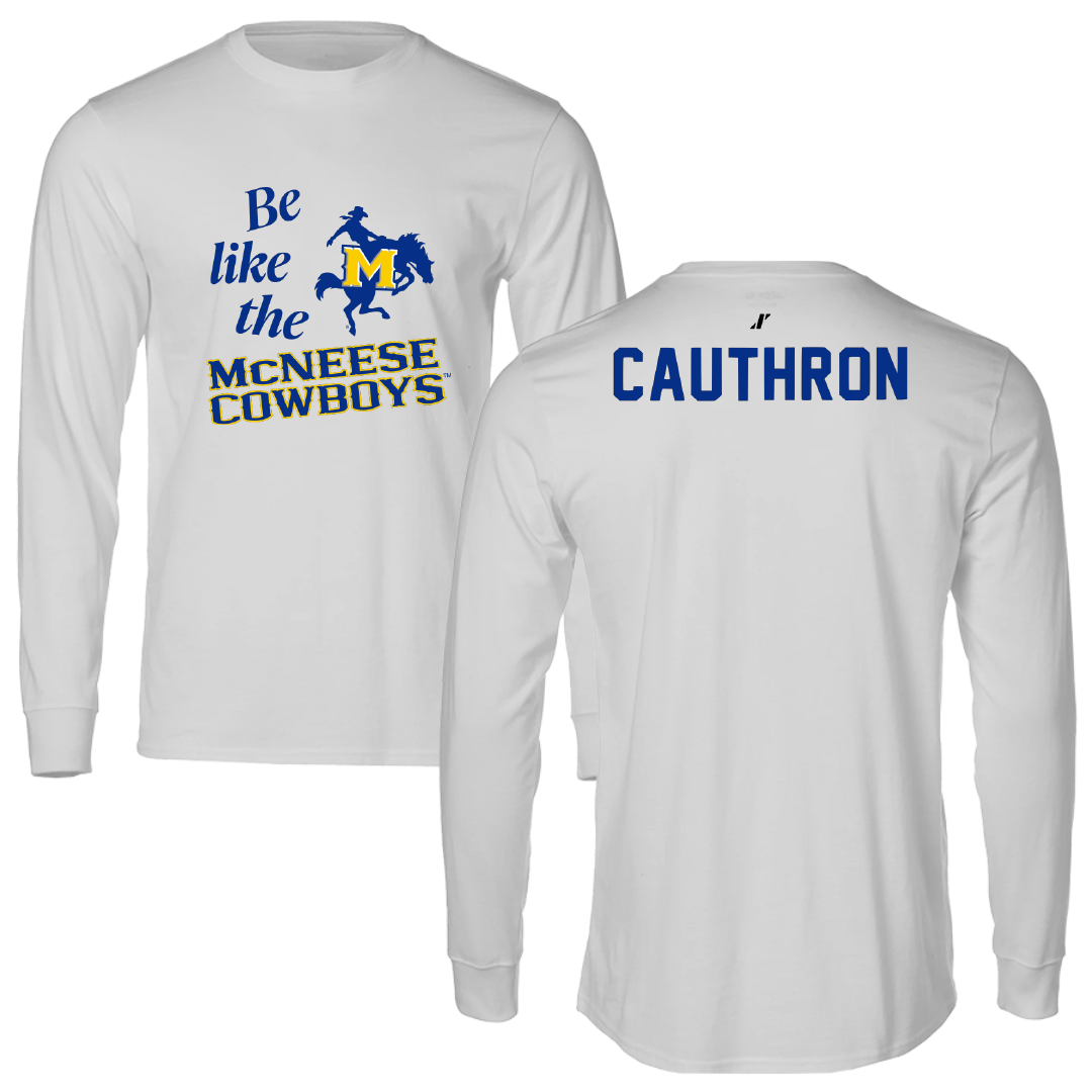 McNeese State University TF and XC Light Gray Be Like Us Performance Long Sleeve - Faith Cauthron