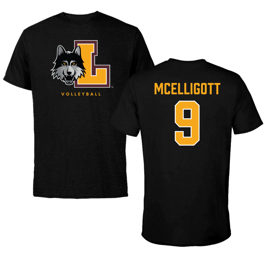 Loyola University-Chicago Volleyball Black Mascot Performance Tee - #9 Ryan McElligott