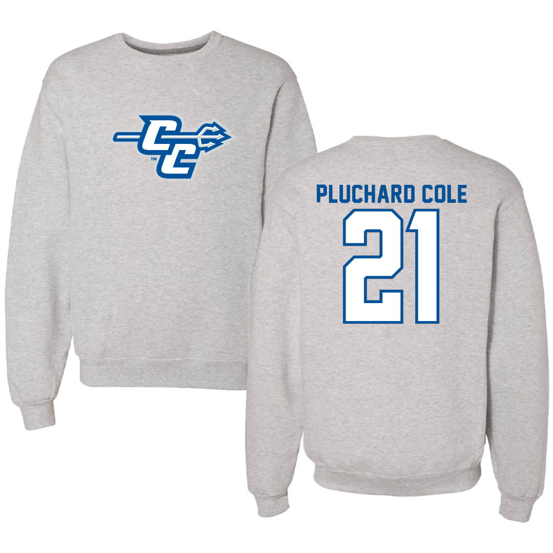 Central Connecticut State University Lacrosse Light Gray Crewneck - #21 Pauline Pluchard cole