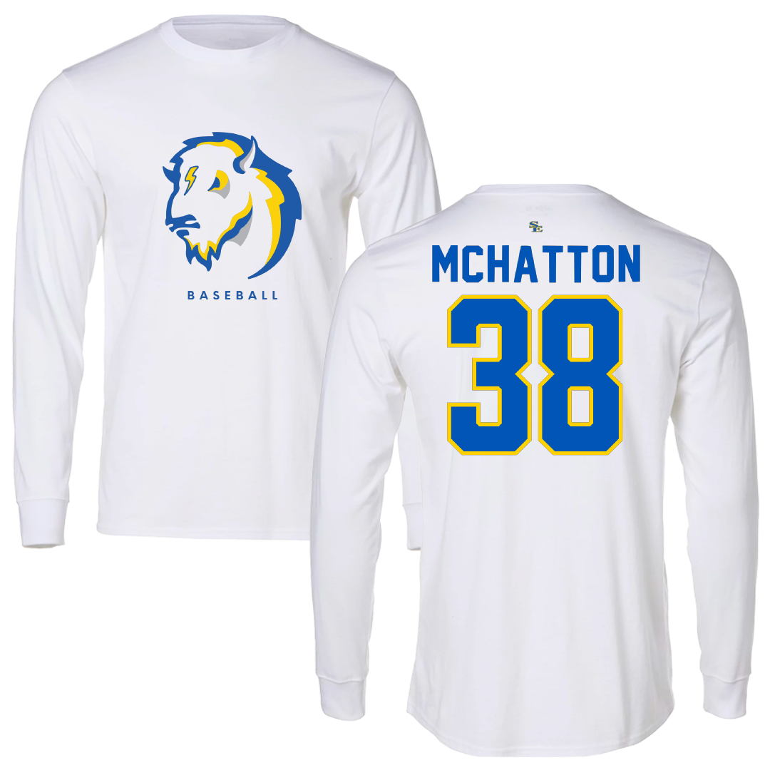 Southeastern Oklahoma State University Baseball White Performance Long Sleeve - #38 Caden McHatton
