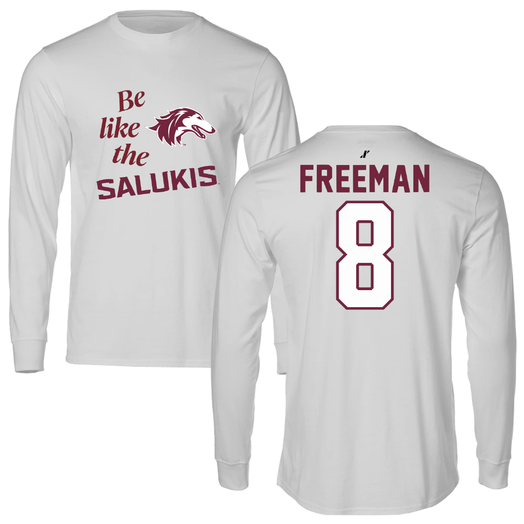 Southern Illinois University at Carbondale Baseball Light Gray Be Like Us Performance Long Sleeve - #8 Cole Freeman