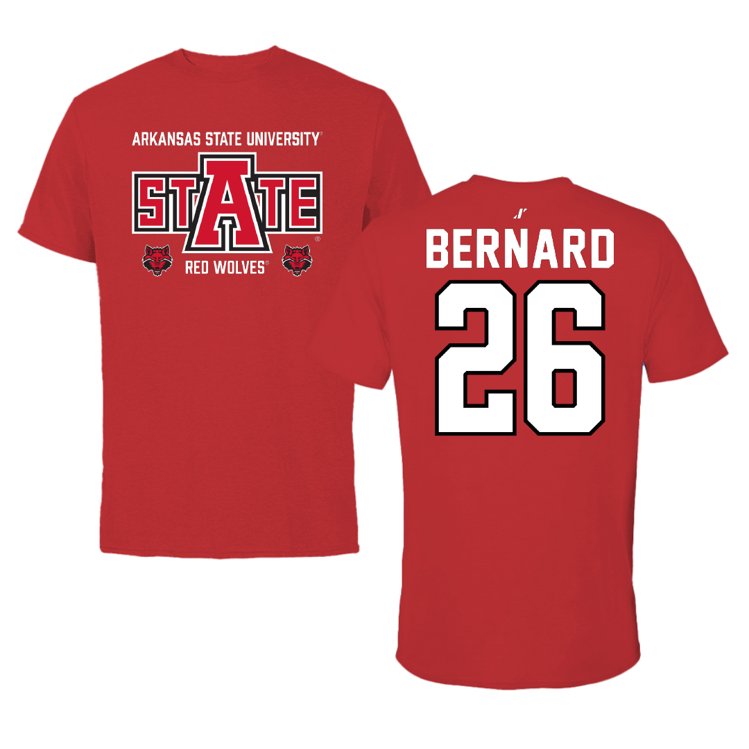 Arkansas State University Soccer Red General Performance Tee - #26 Rylee Bernard