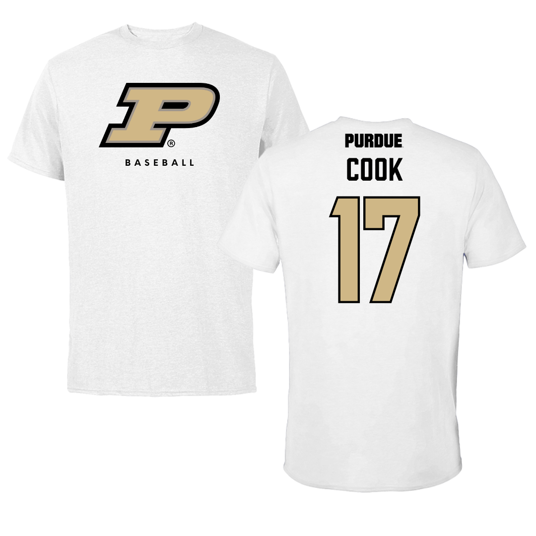 Purdue University Baseball White Performance Tee - #17 Lukas Cook