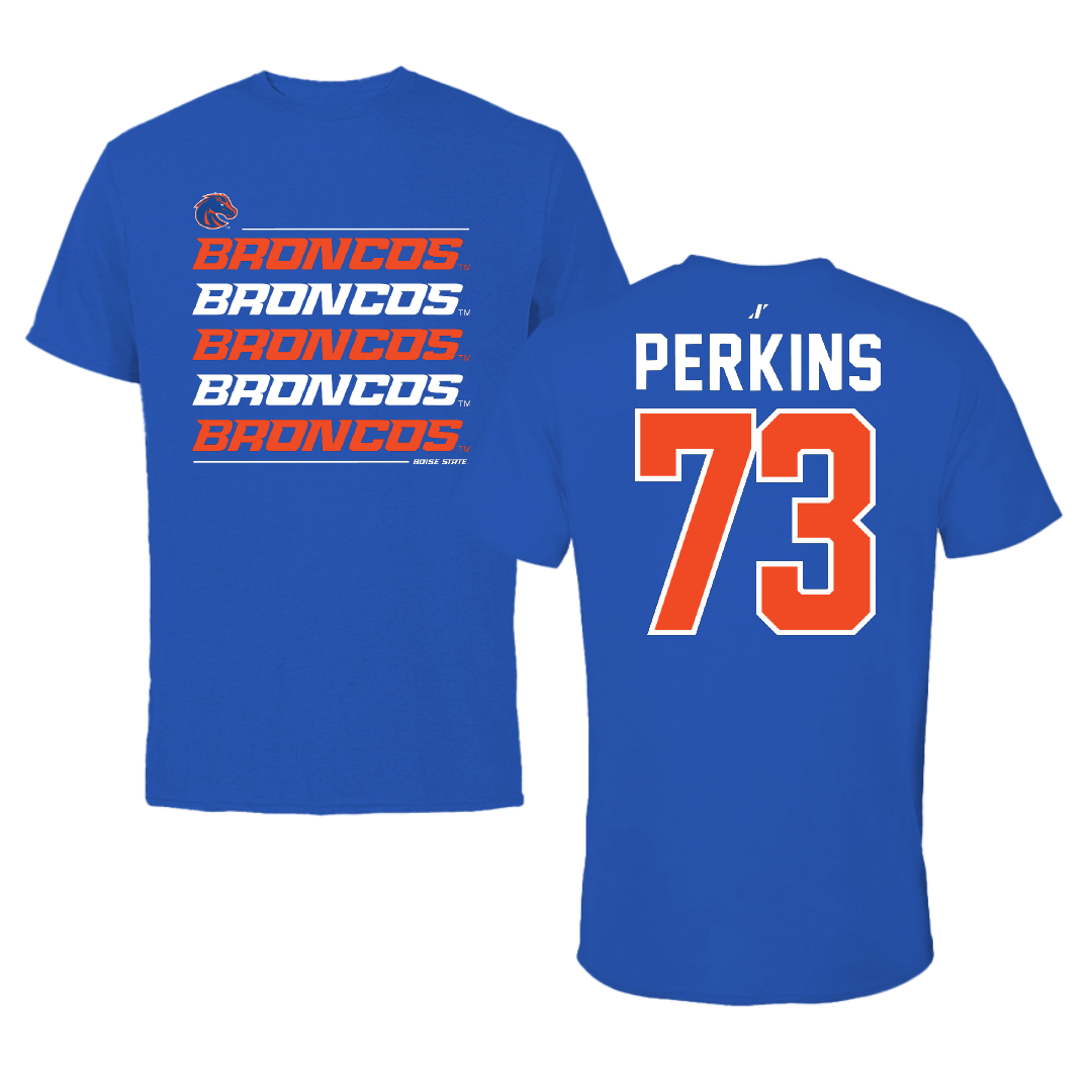 Boise State University Football Blue General Performance Tee - #73 Parker Perkins