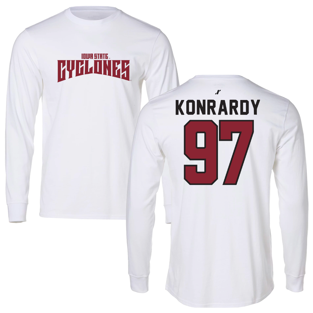 Iowa State University Football White Classic Performance Long Sleeve - #97 Kyle Konrardy