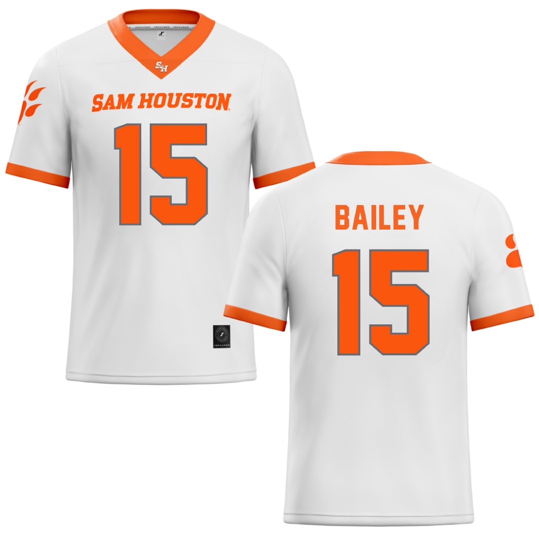 Sam Houston State University White Football Jersey - #15 DJ Bailey