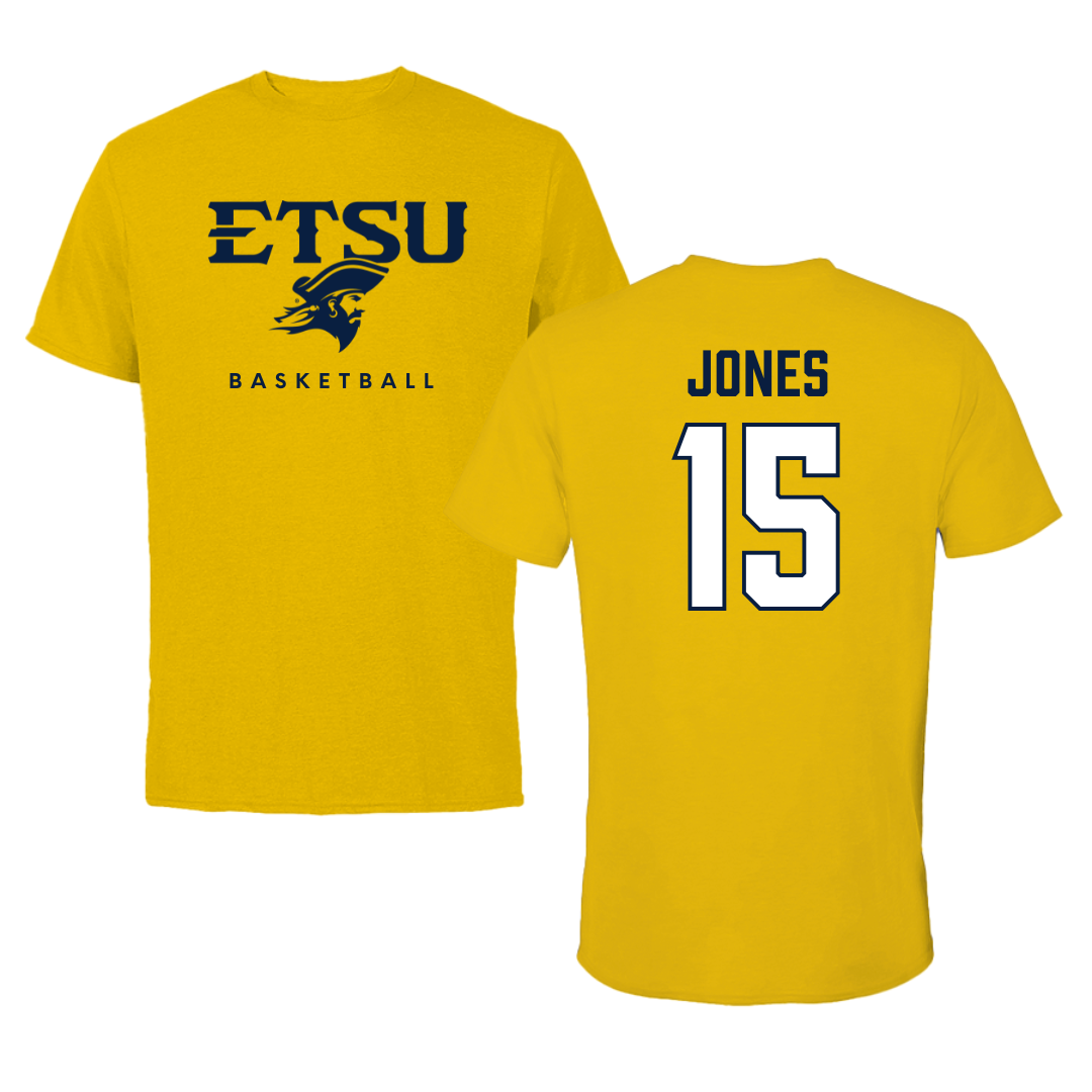 East Tennessee State University Basketball Gold Performance Tee - #15 Jaxson Jones