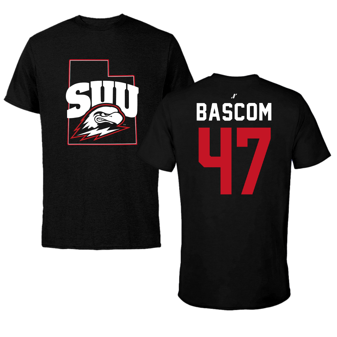 Southern Utah University Football Black State Tee - #47 Austin Bascom