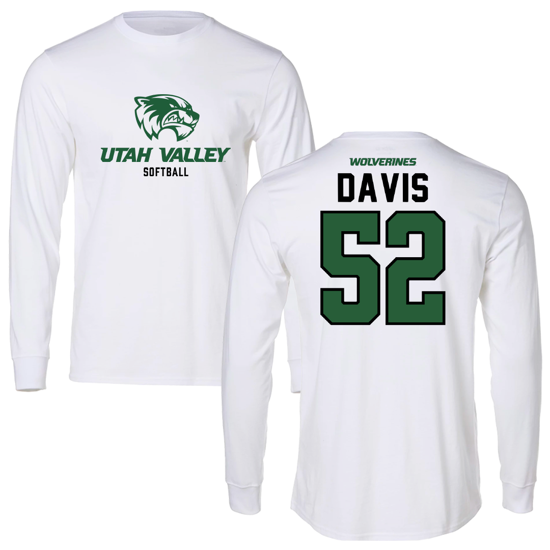 Utah Valley University Softball White Long Sleeve - #52 Camryn Davis