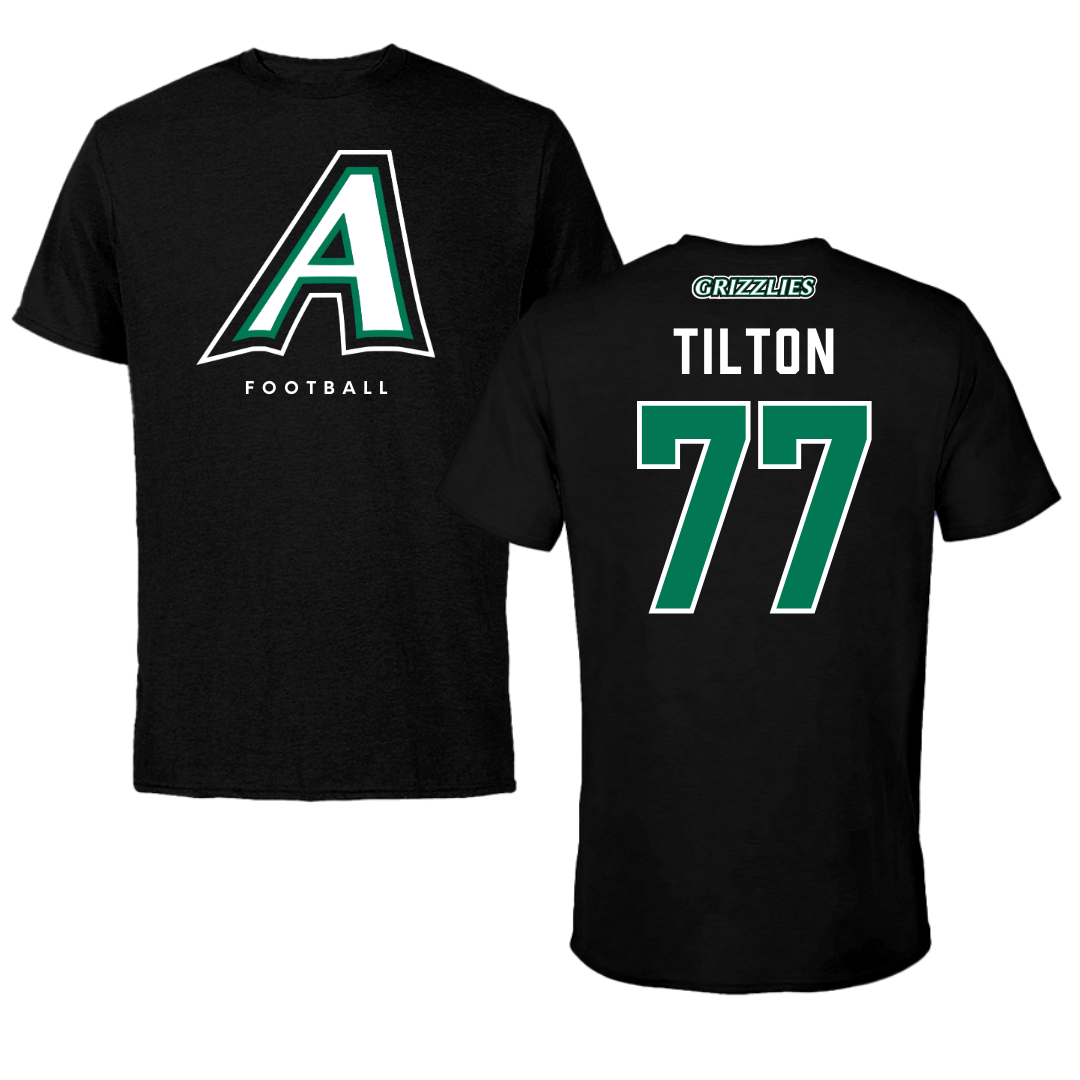 Adams State University Football Black Block Tee - #77 Wyatt Tilton