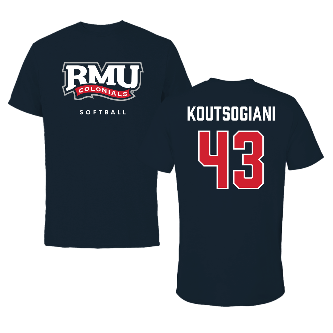 Robert Morris University Softball Navy Performance Tee - #43 Alaina Koutsogiani