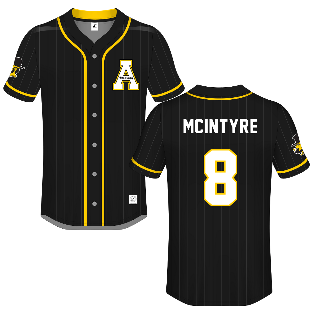 Appalachian State University Black Button-Down Jersey - #8 Madison McIntyre