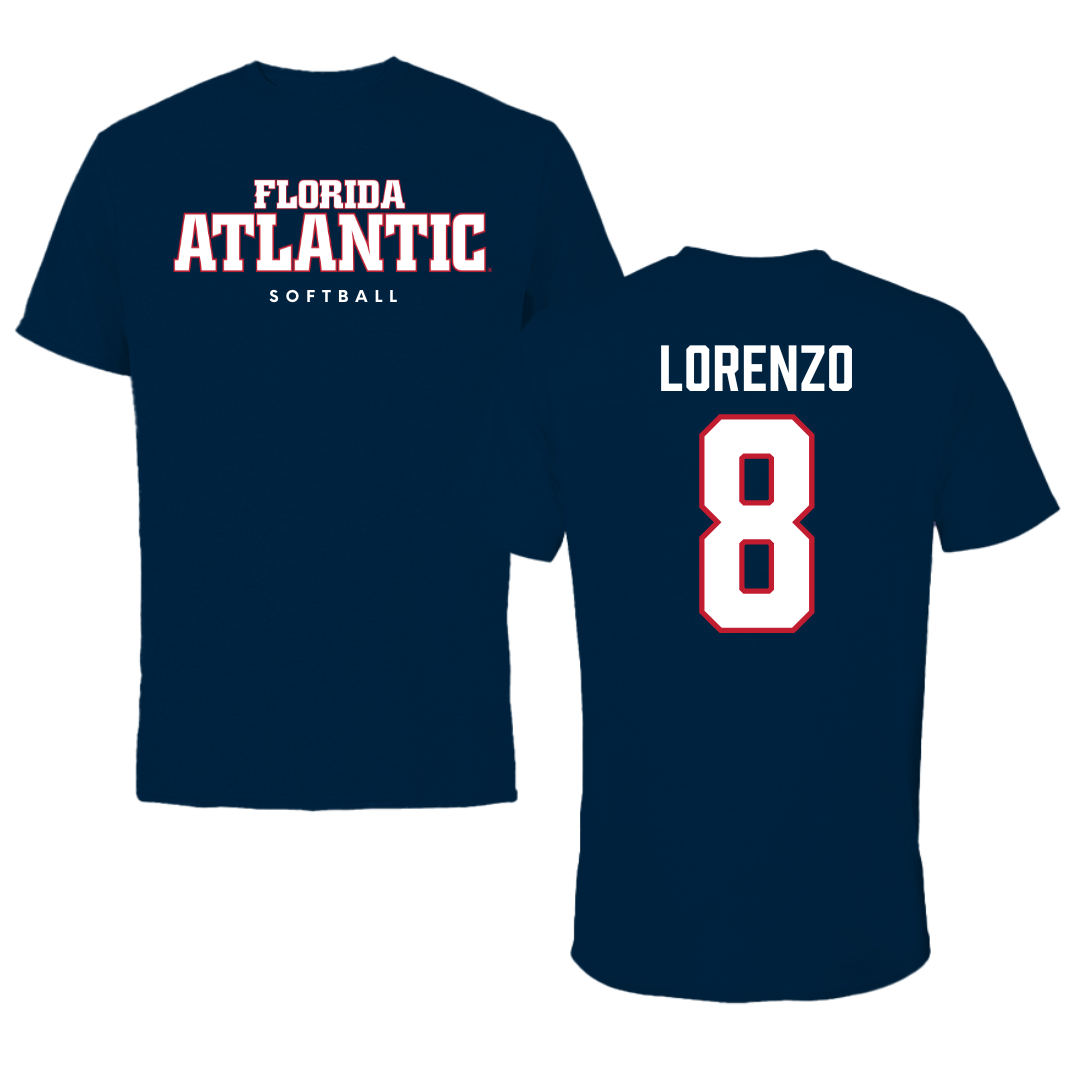 Florida Atlantic University Softball Navy Block Tee - #8 Brooklyn Lorenzo