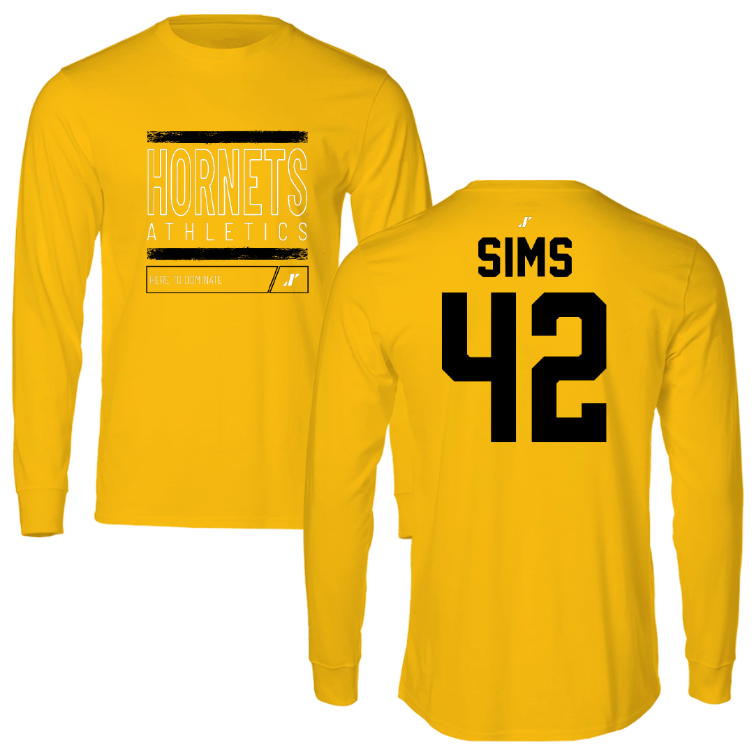 Alabama State University Football Gold Dominate Performance Long Sleeve - #42 Tashaun Sims