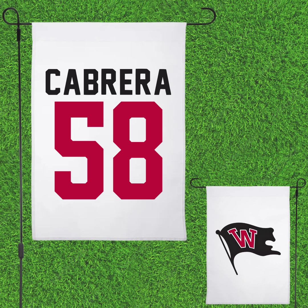 Whitworth University Football White Garden Flag - #58 Caleb Cabrera