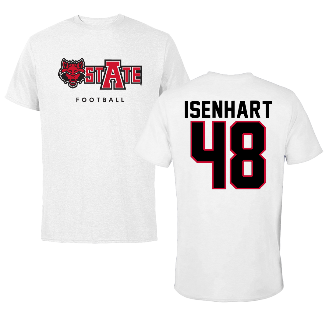 Arkansas State University Football White Performance Tee - #48 Ryan Isenhart