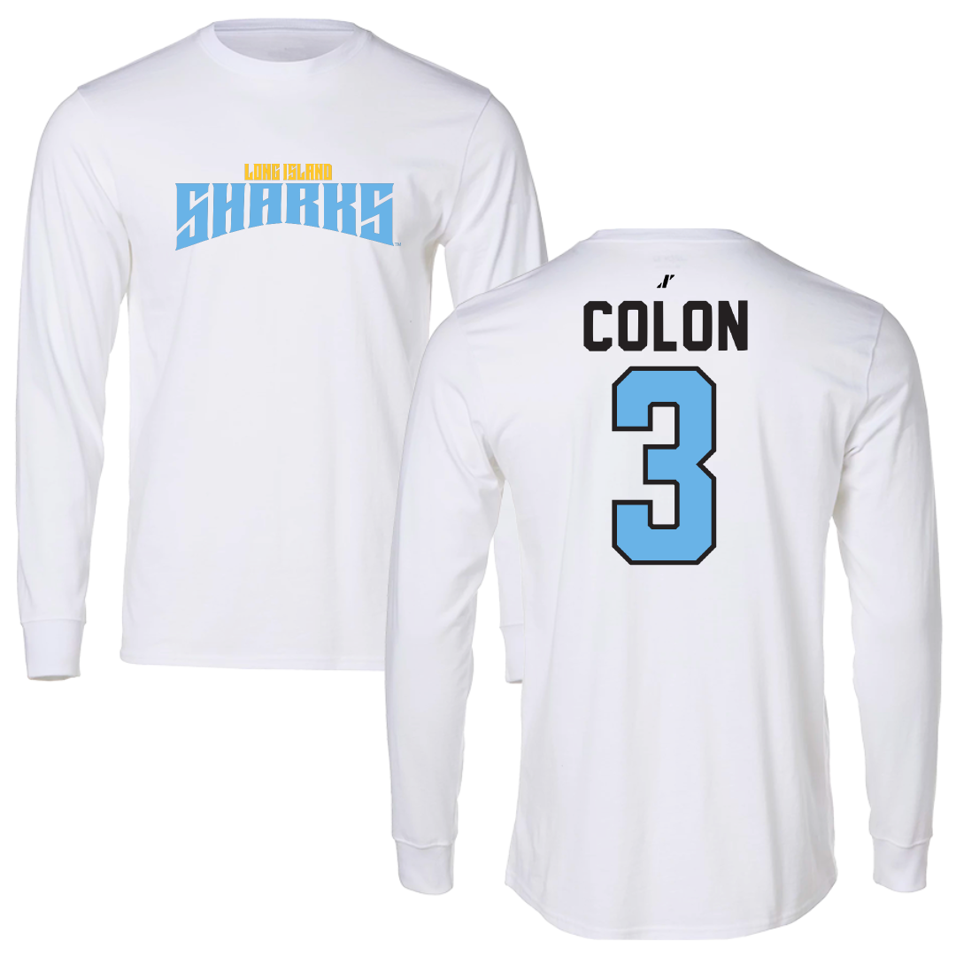 Long Island University Volleyball White Classic Performance Long Sleeve - #3 Alasha Colon