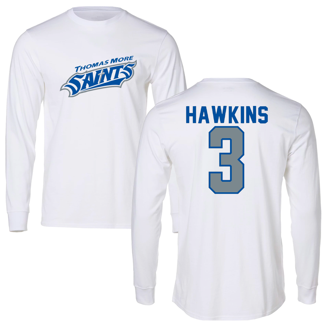 Thomas More University Football White Long Sleeve - #3 Kel Hawkins