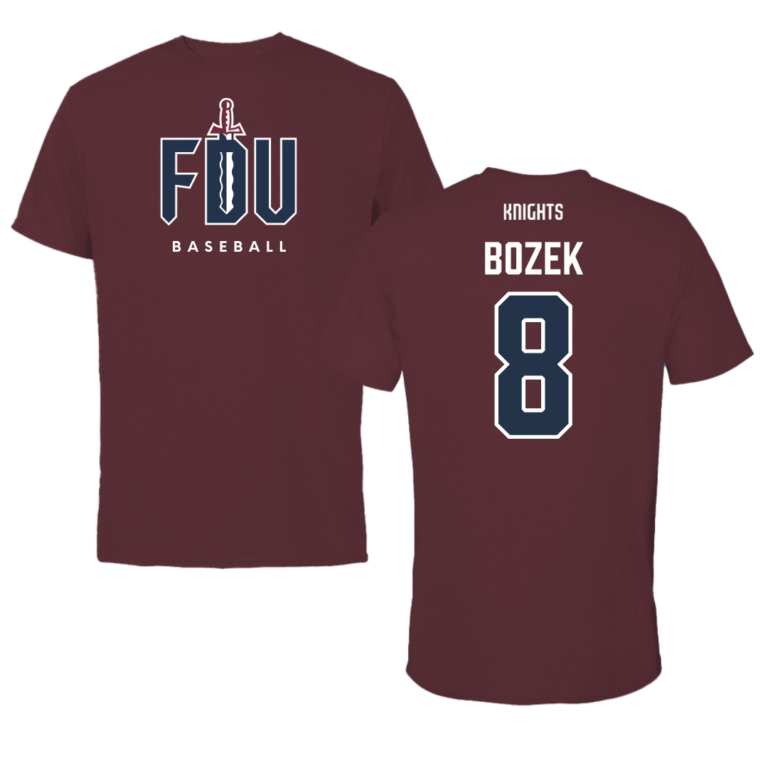 Fairleigh Dickinson University-Metropolitan Campus Baseball Maroon Performance Tee - #8 JR Bozek