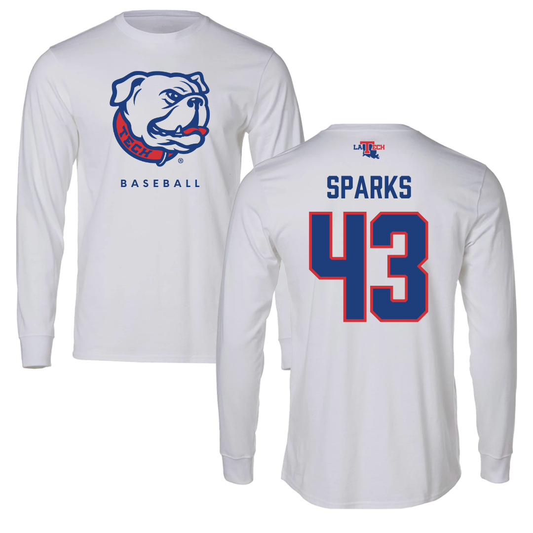 Louisiana Tech University Baseball White Performance Long Sleeve - #43 Alec Sparks