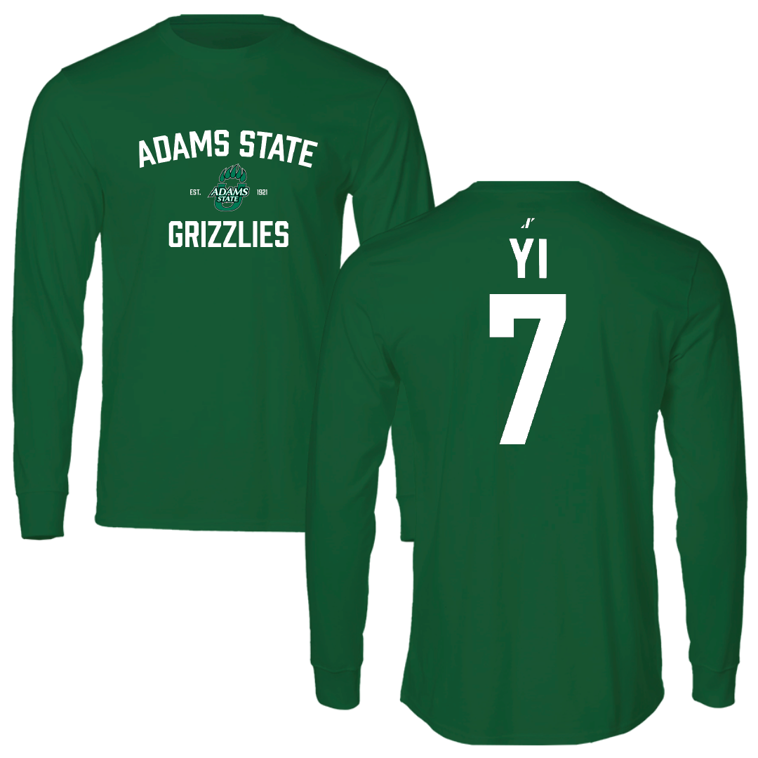 Adams State University Baseball Green General Performance Long Sleeve - #7 Austin Yi