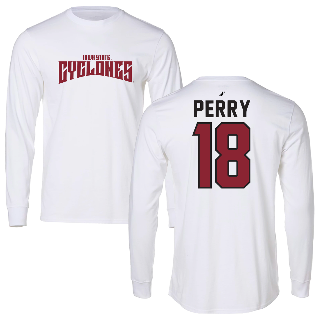 Iowa State University Volleyball White Classic Performance Long Sleeve - #18 Kelsey Perry