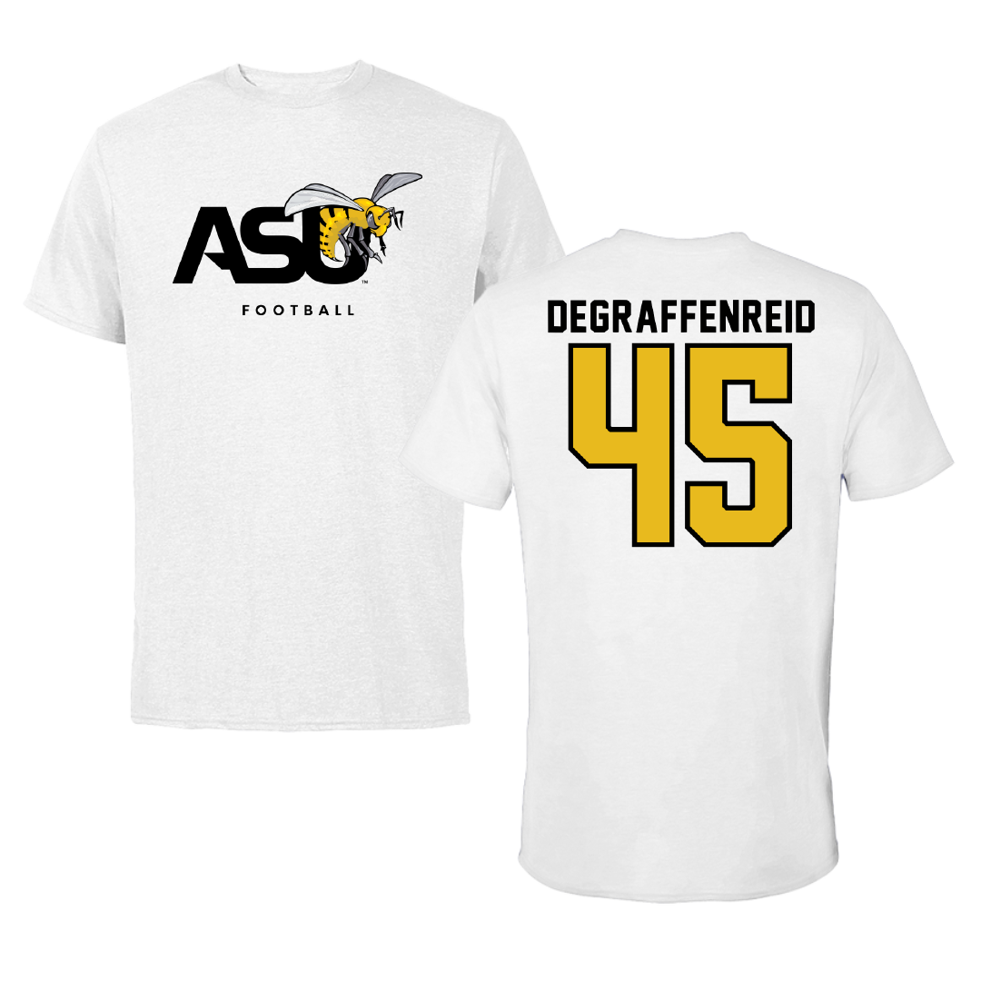 Alabama State University Football White ASU Tee - #45 Grant DeGraffenreid