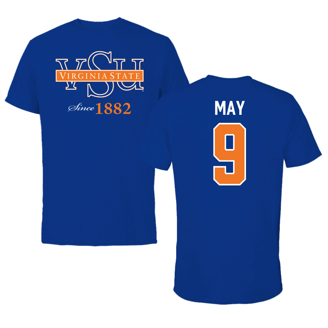 Virginia State University Baseball Blue Performance Tee - #9 Matthew May