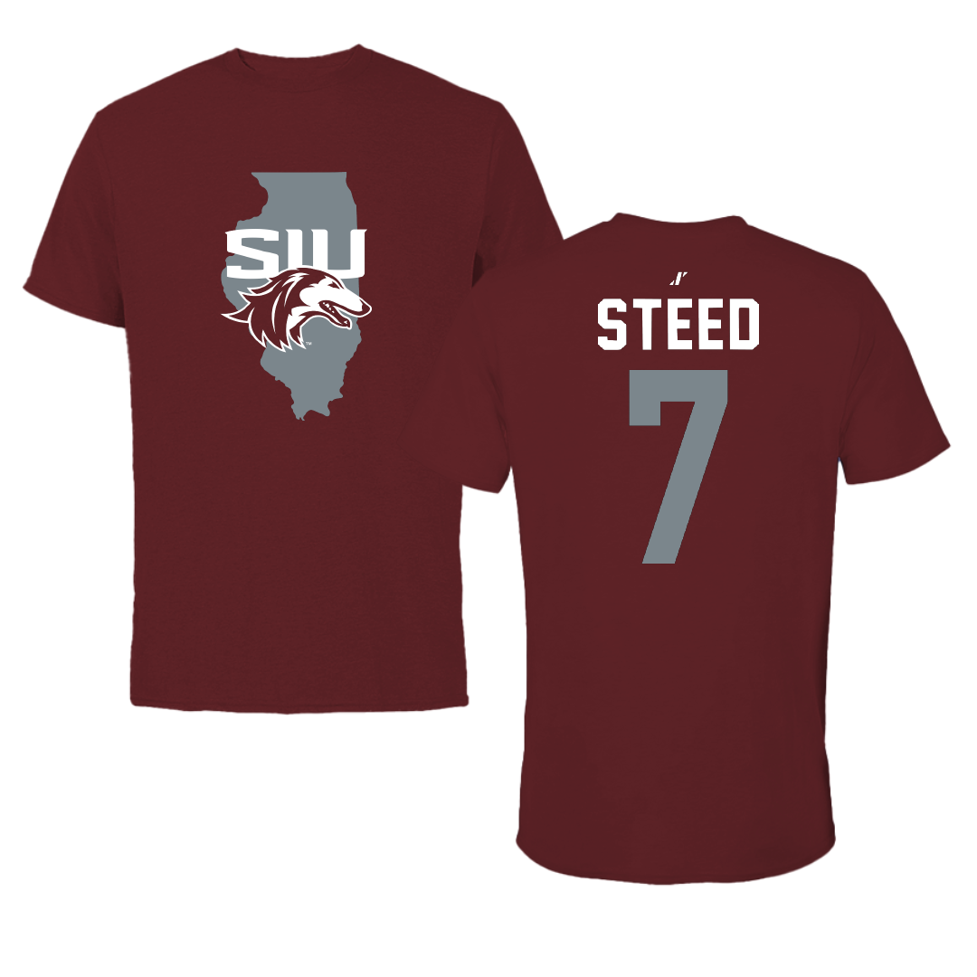Southern Illinois University at Carbondale Football Maroon State Tee - #7 Ubayd Steed