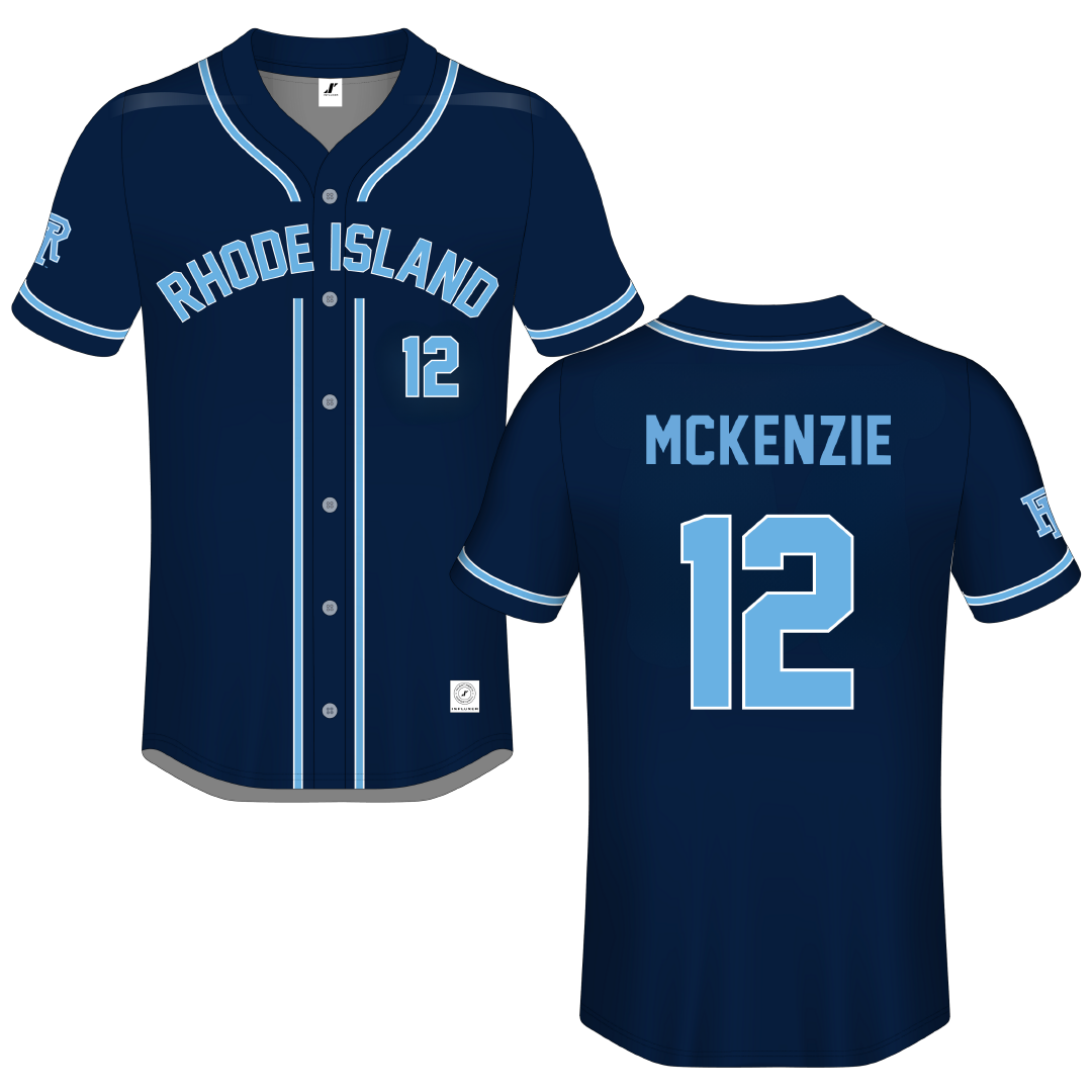 University of Rhode Island Navy Button-Down Jersey - #12 Brody McKenzie