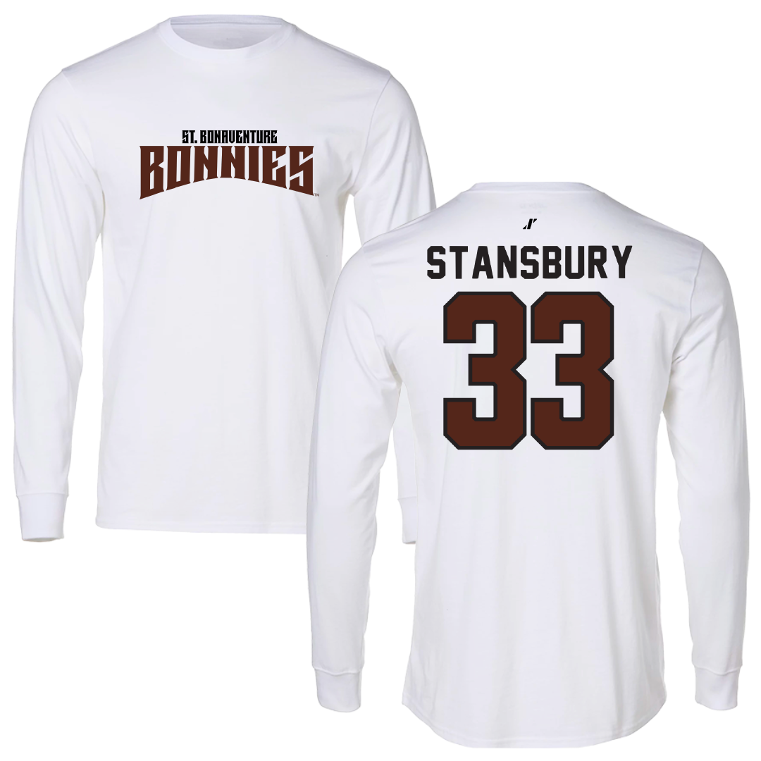 St. Bonaventure University Soccer White Classic Performance Long Sleeve - #33 Kendall Stansbury