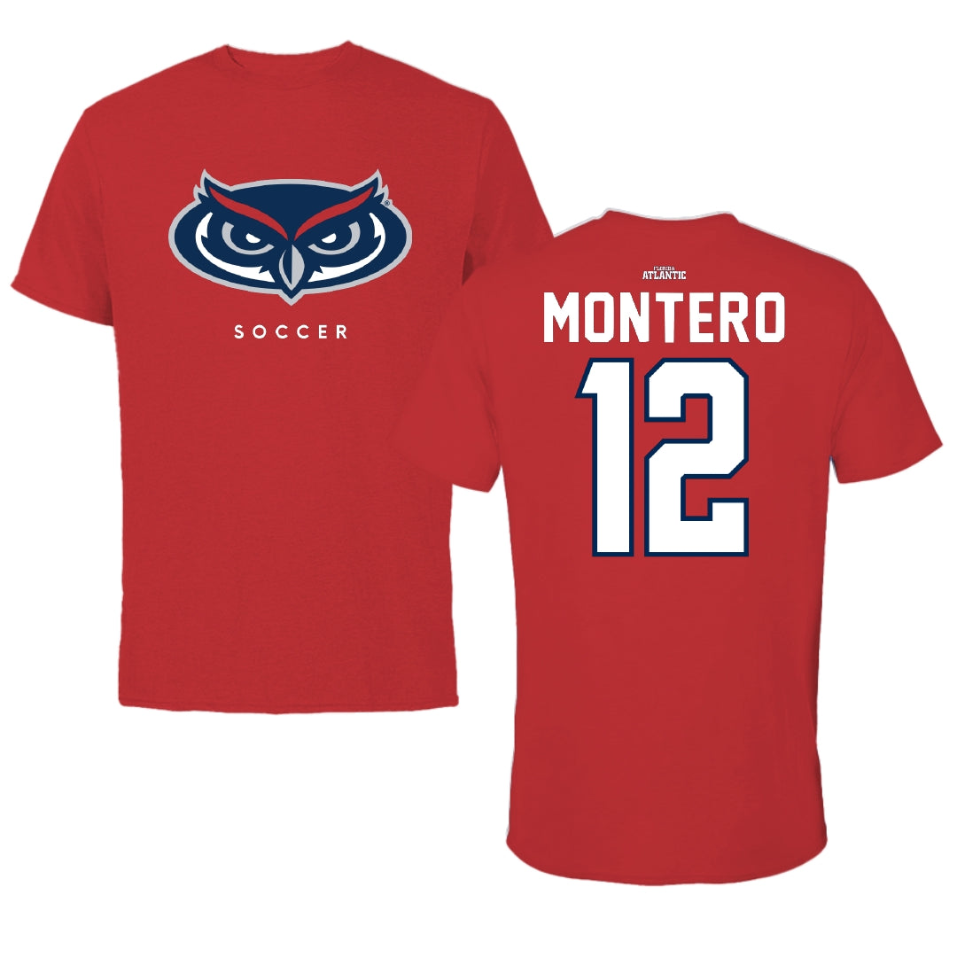 Florida Atlantic University Soccer Red Jersey Performance Tee - #12 Jeremy Montero