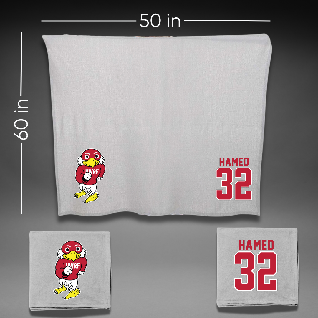 University of Wisconsin-River Falls Football Gray Blanket - #32 Adam Hamed