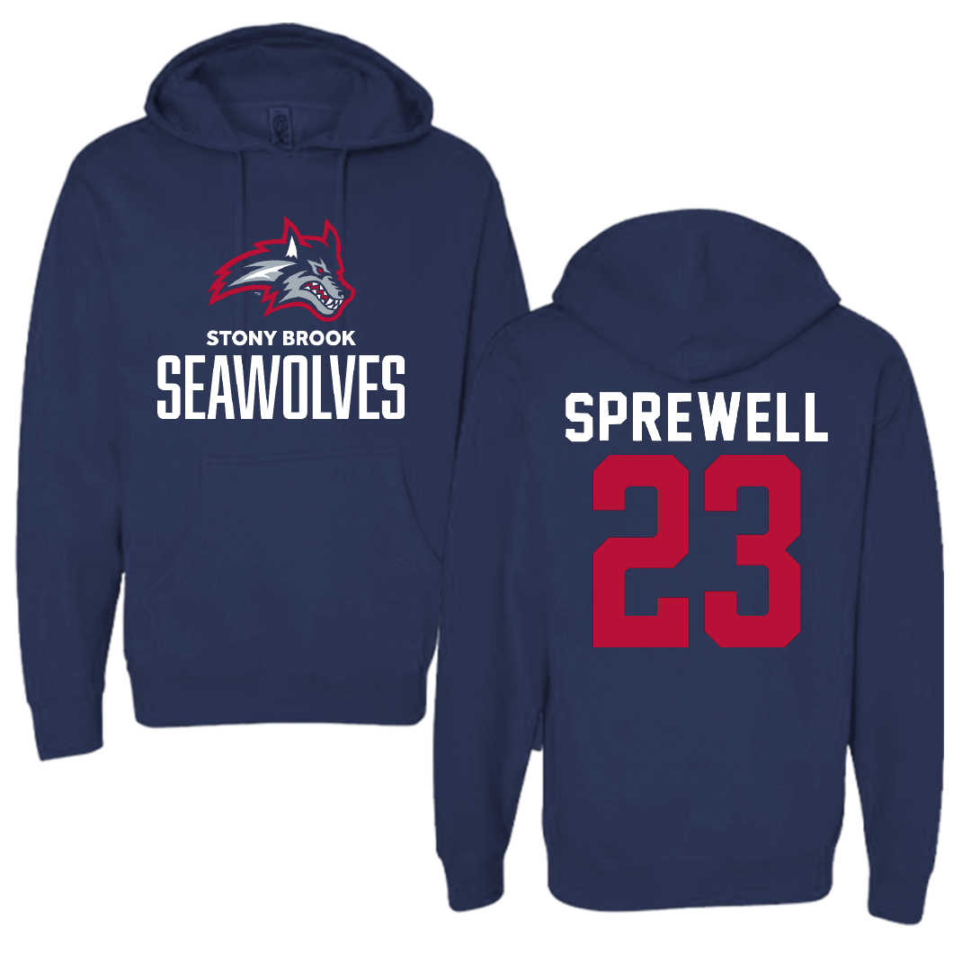 Stony Brook University Soccer Navy Hoodie - #23 Eva Sprewell