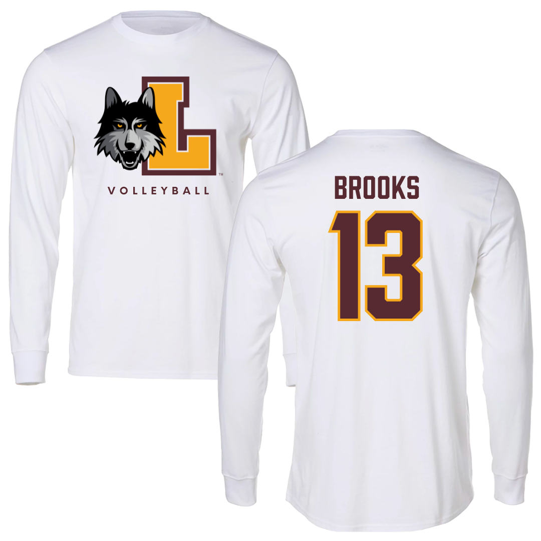 Loyola University-Chicago Volleyball White Mascot Long Sleeve - #13 Colton Brooks
