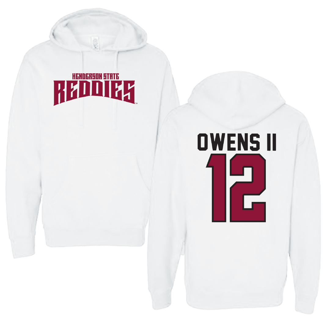 Henderson State University Football White Classic Hoodie - #12 Kirby Owens II