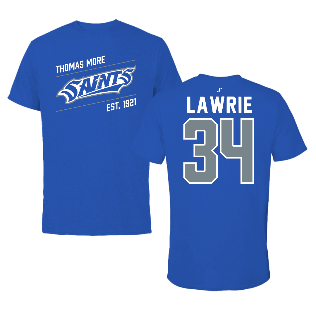 Thomas More University Football Blue General Performance Tee - #34 Judson Lawrie