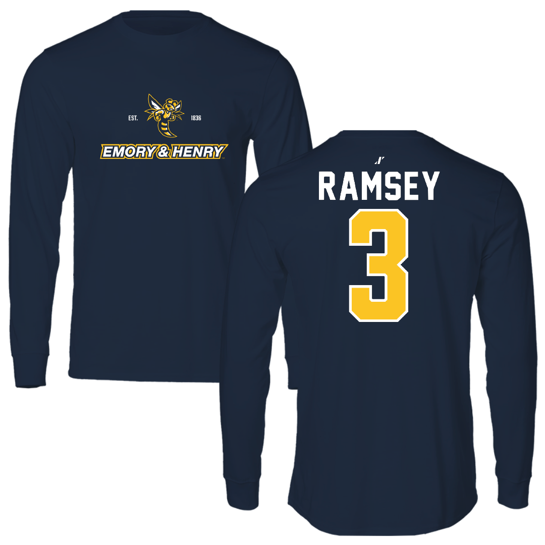 Emory & Henry College Basketball Navy General Performance Long Sleeve - #3 Lyndie Ramsey