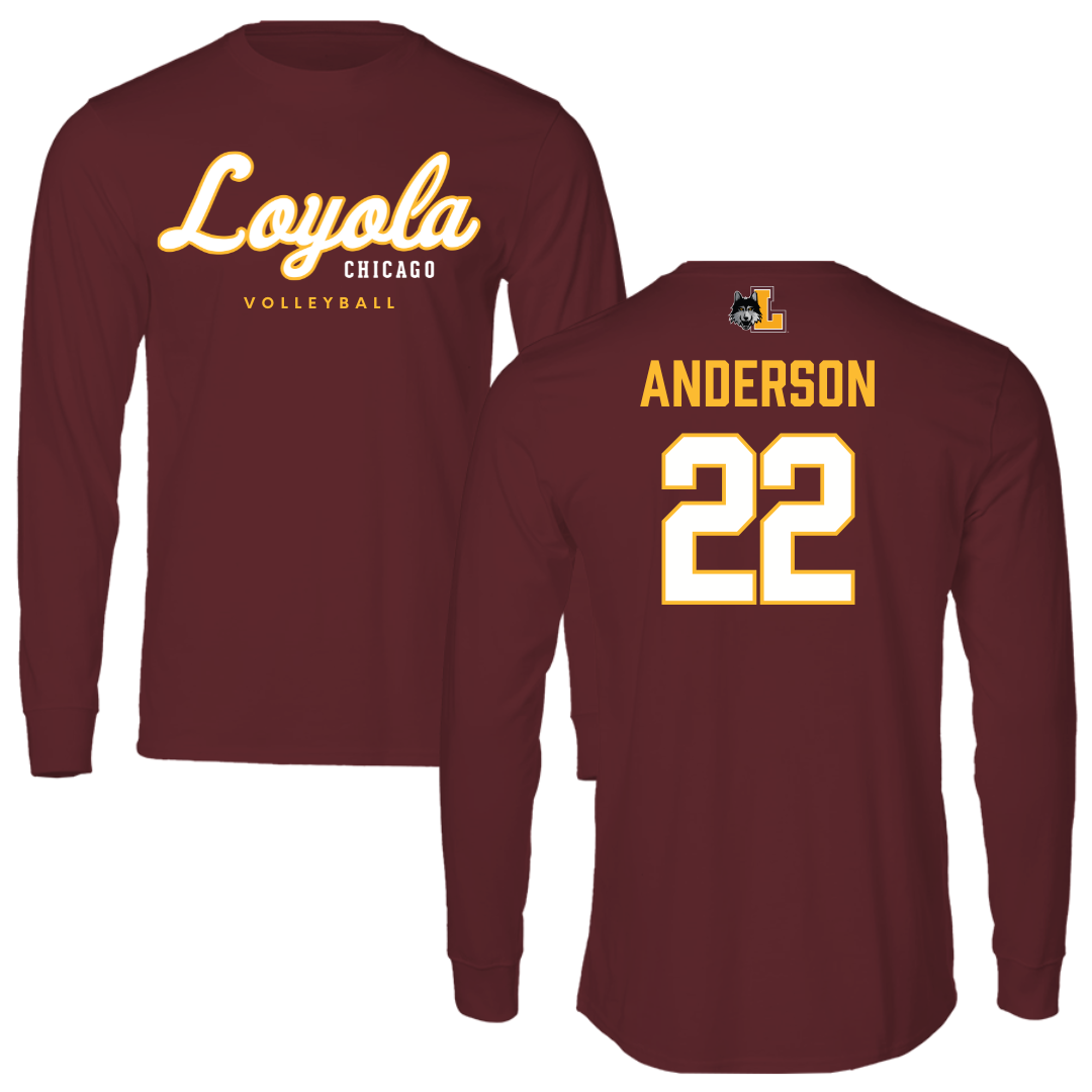 Loyola University-Chicago Volleyball Maroon Block Performance Long Sleeve - #22 Lukas Anderson