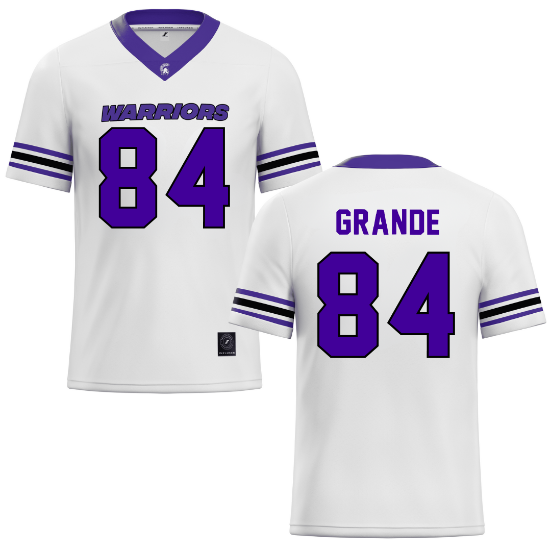 Winona State University White Football Jersey - #84 Nick Grande