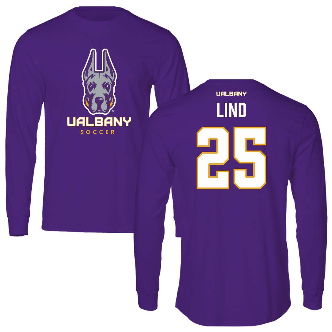 University at Albany Soccer Purple Mascot Long Sleeve - #25 Zach Lind