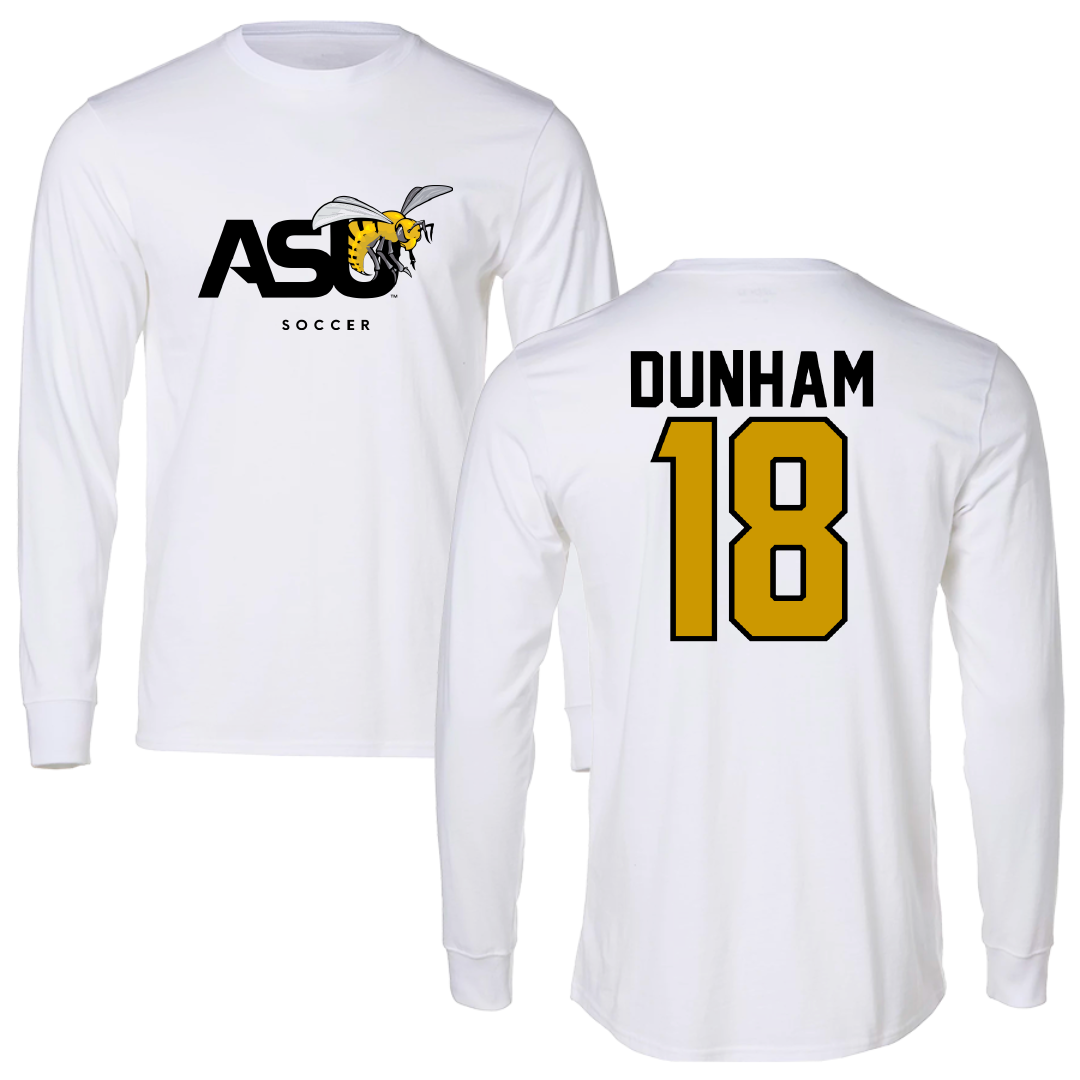 Alabama State University Soccer White Performance Long Sleeve - #18 Morgan Dunham