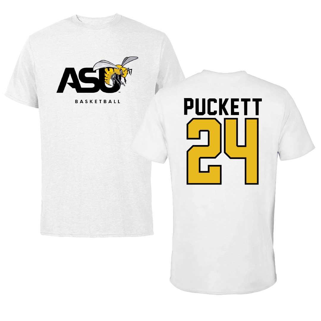 Alabama State University Basketball White ASU Performance Tee - #24 Samiah Puckett