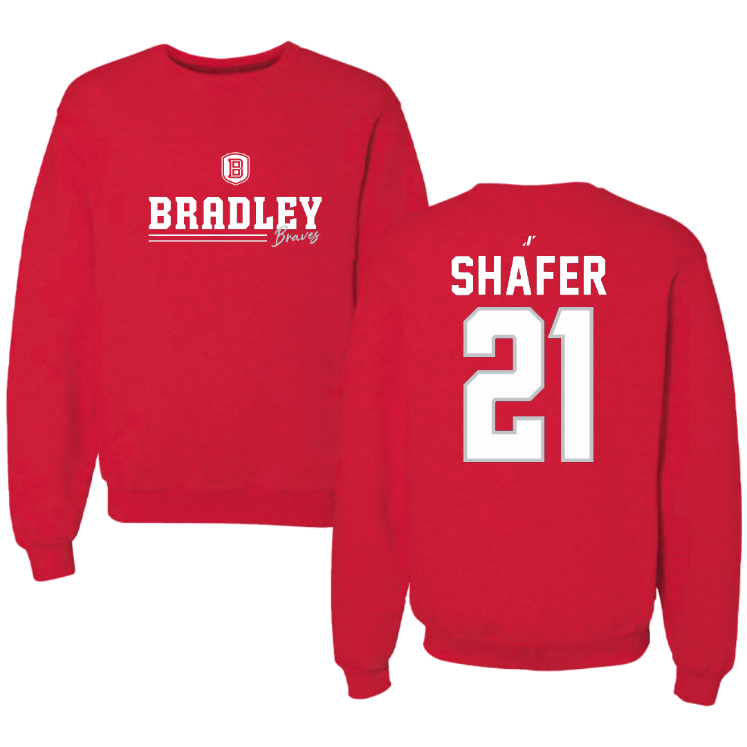 Bradley University Softball Red General Crewneck - #21 Ella Shafer