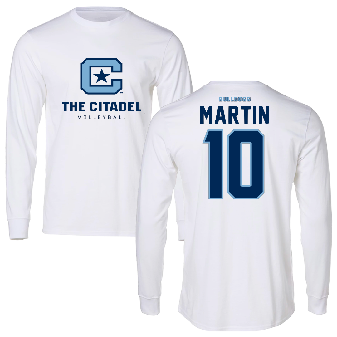 The Citadel Volleyball White Long Sleeve - #10 Jess Martin