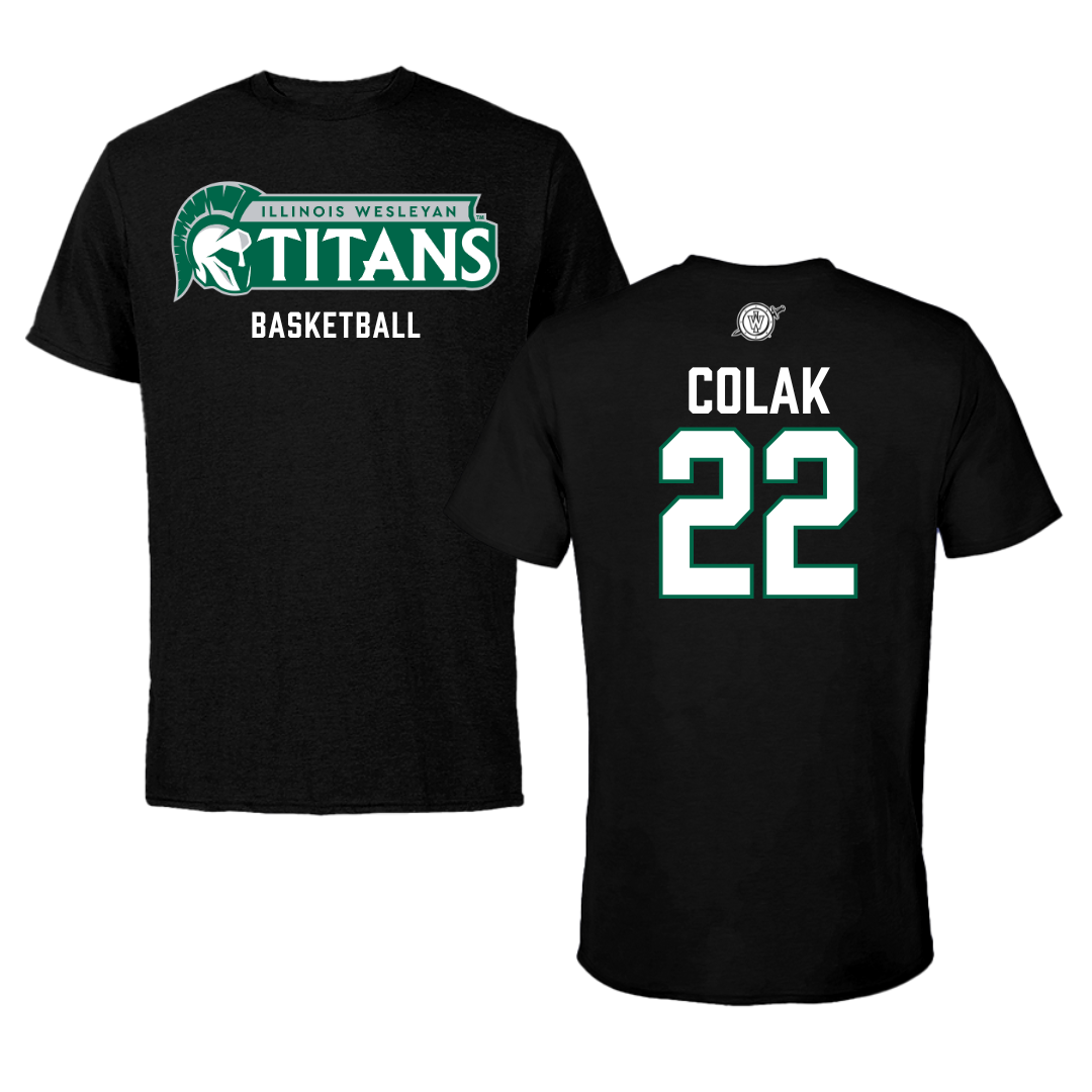 Illinois Wesleyan University Basketball Black Performance Tee - #22 Karlo Colak