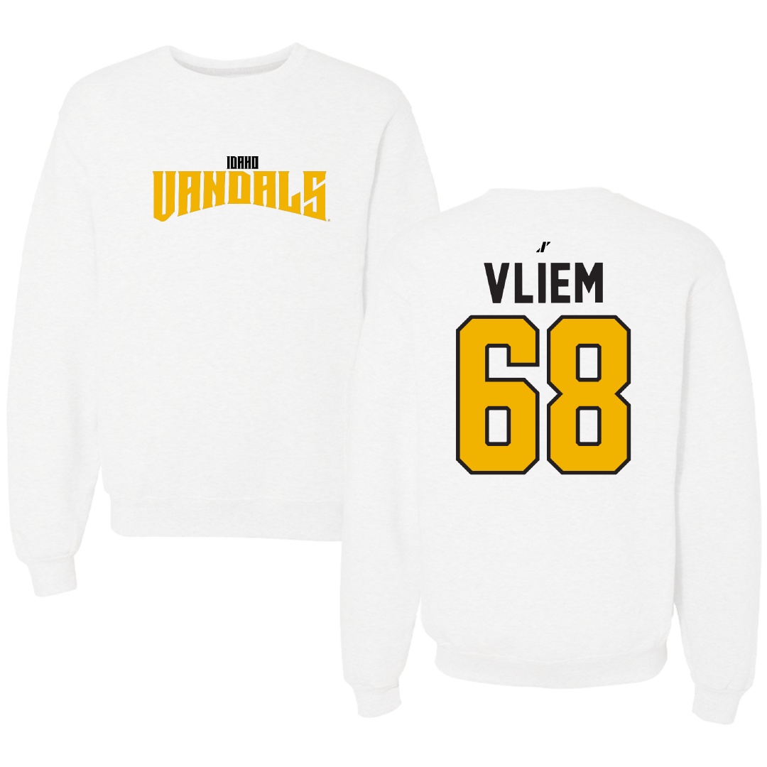 University of Idaho Football White Classic Crewneck - #68 Charlie Vliem